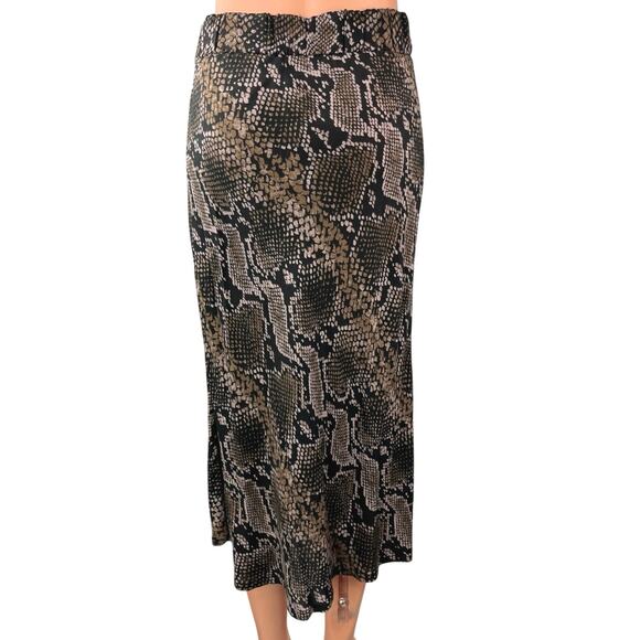 Zara TRF Collection Beige Black Snake Skin High Waisted Slip Maxi Skirt Size S - Picture 3 of 6